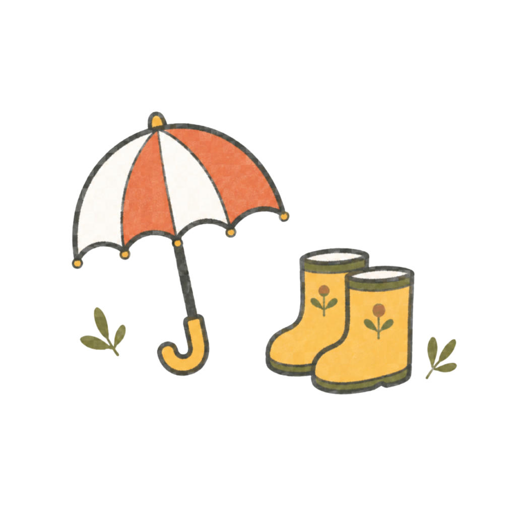 umbrella and rain boots for rainy day activities
