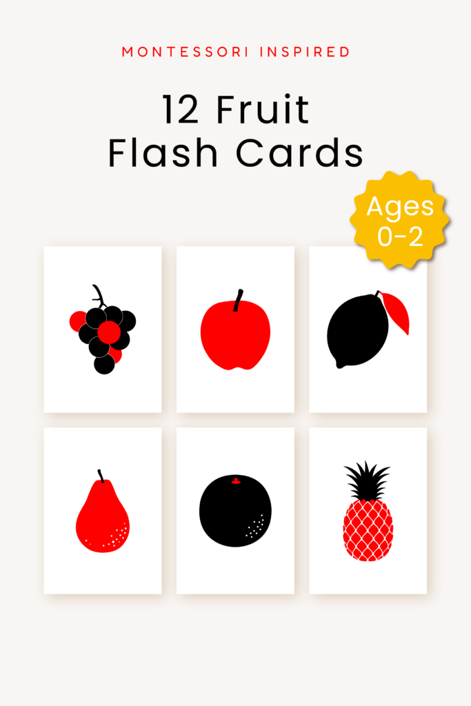 high contrast fruit flash cards for babies