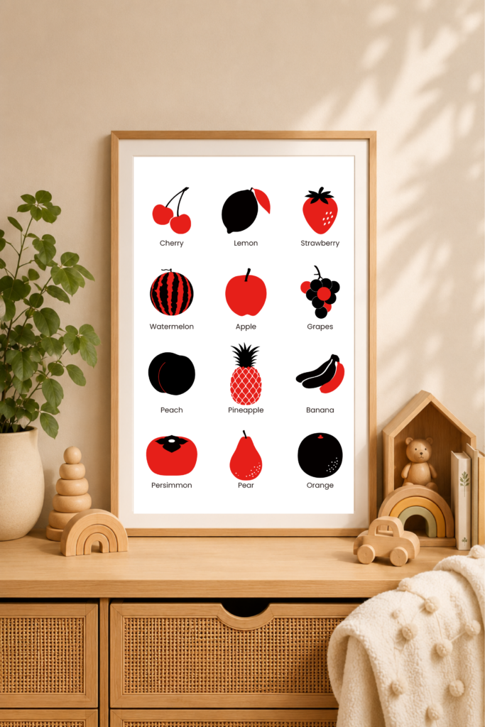 printable fruit nursery poster for toddlers